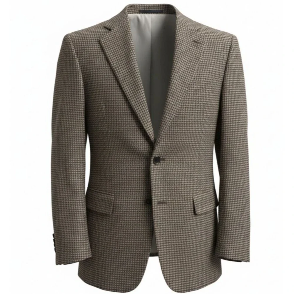 Vintage TWEED WOOL Men’s Blazer 40L Gray Sport Coat Two‑Button Jacket Brown